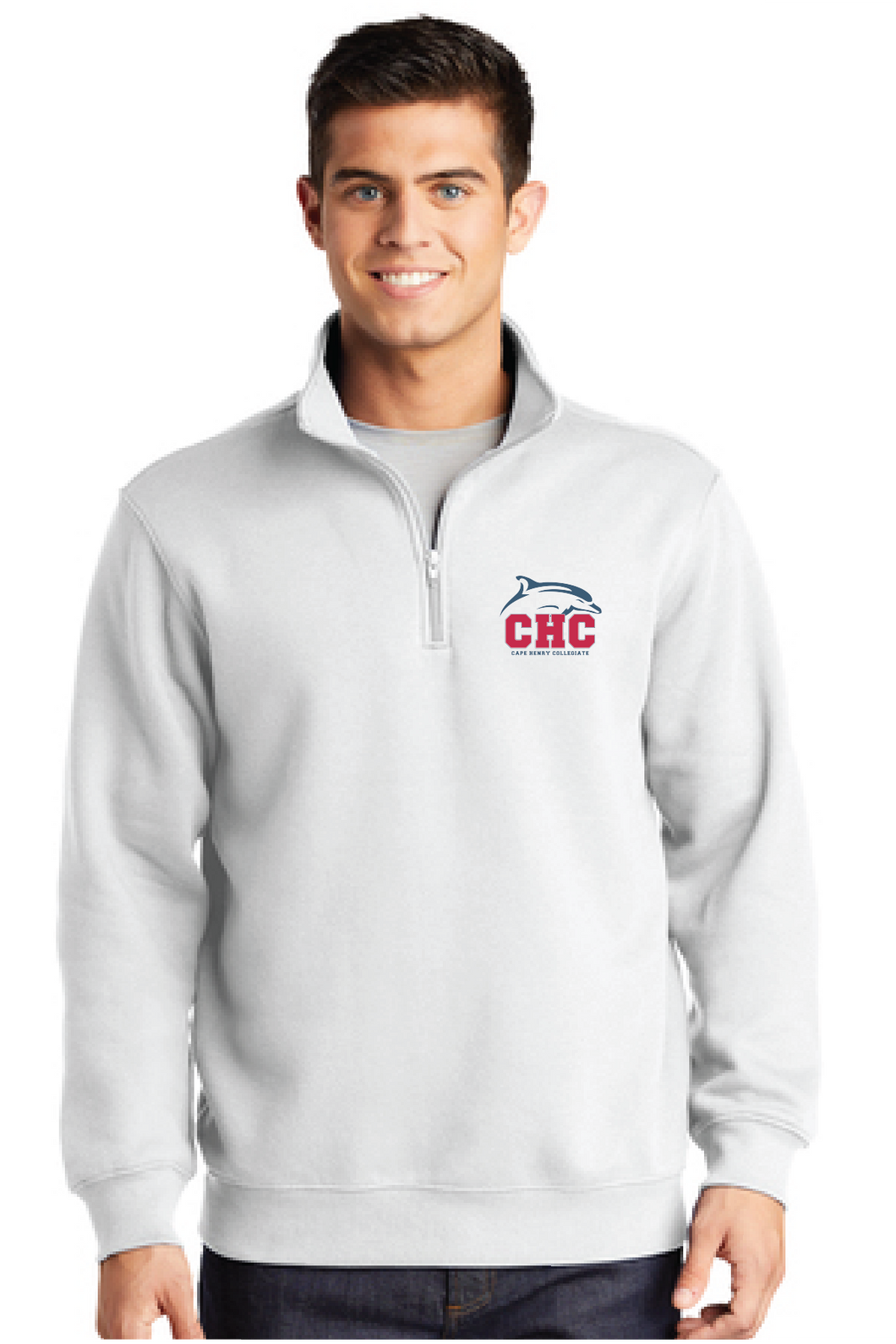 1/4-Zip Sweatshirt / White / Cape Henry Collegiate