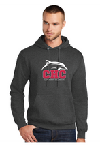 Core Fleece Pullover Hooded Sweatshirt (Youth & Adult) / Dark Heather Grey / Cape Henry Collegiate