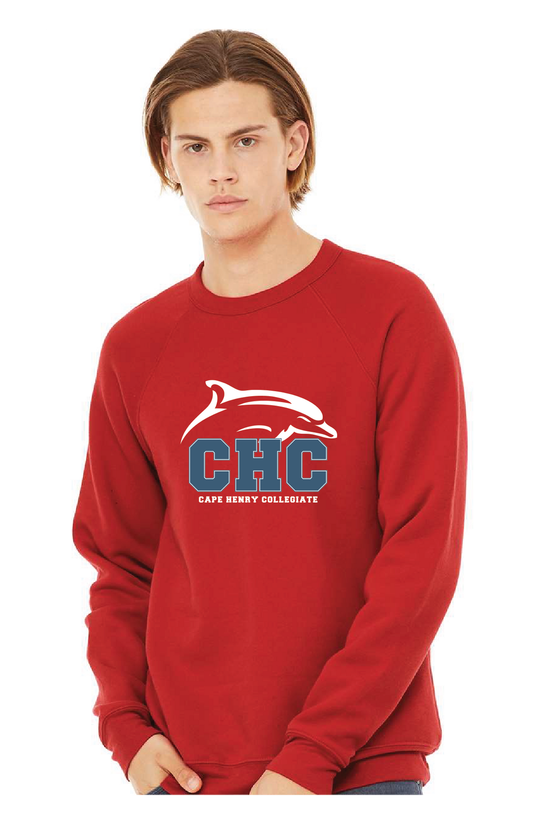 Unisex Sponge Fleece Raglan Sweatshirt / Red / Cape Henry Collegiate