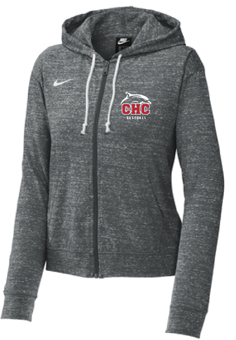 Ladies Gym Vintage Full-Zip Hoodie / Grey  / Cape Henry Collegiate Baseball