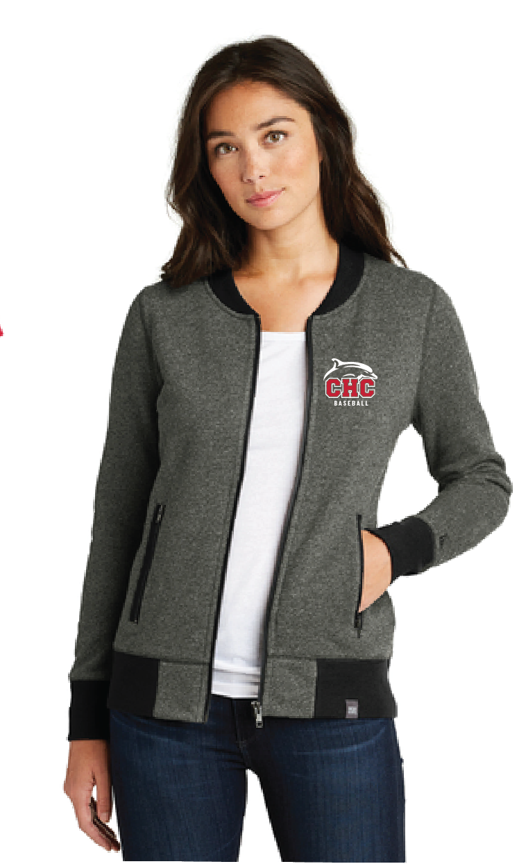 Ladies French Terry Baseball Full-Zip / Grey  / Cape Henry Collegiate Baseball