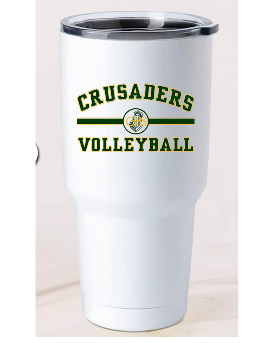 32oz Stainless Steel Tumbler / White / Catholic High School Volleyball