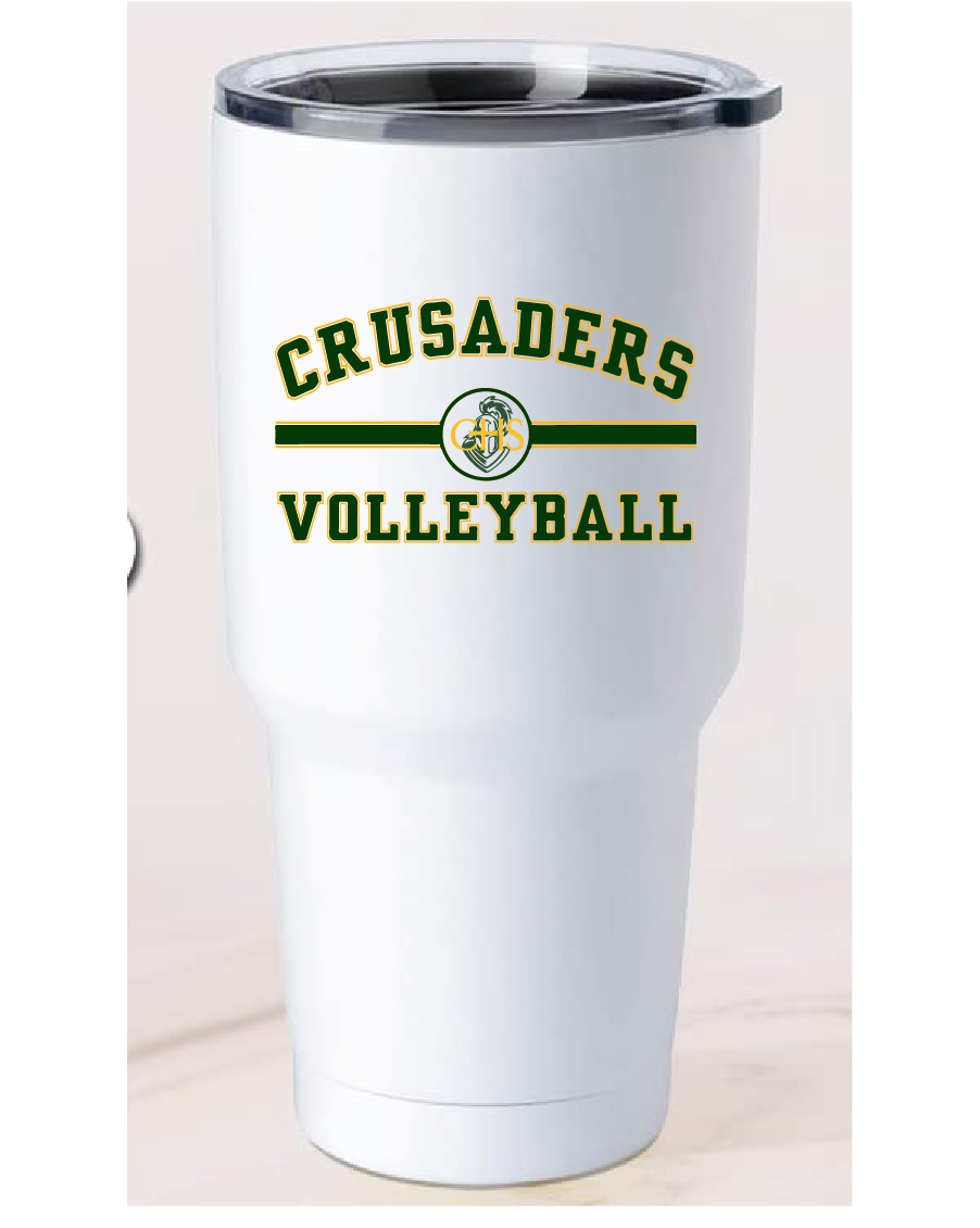 32oz Stainless Steel Tumbler / White / Catholic High School Volleyball