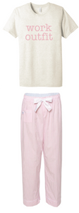 Work Outfit Pajama Set / Oatmeal Heather & Cotton Candy Pink  /  Fidgety
