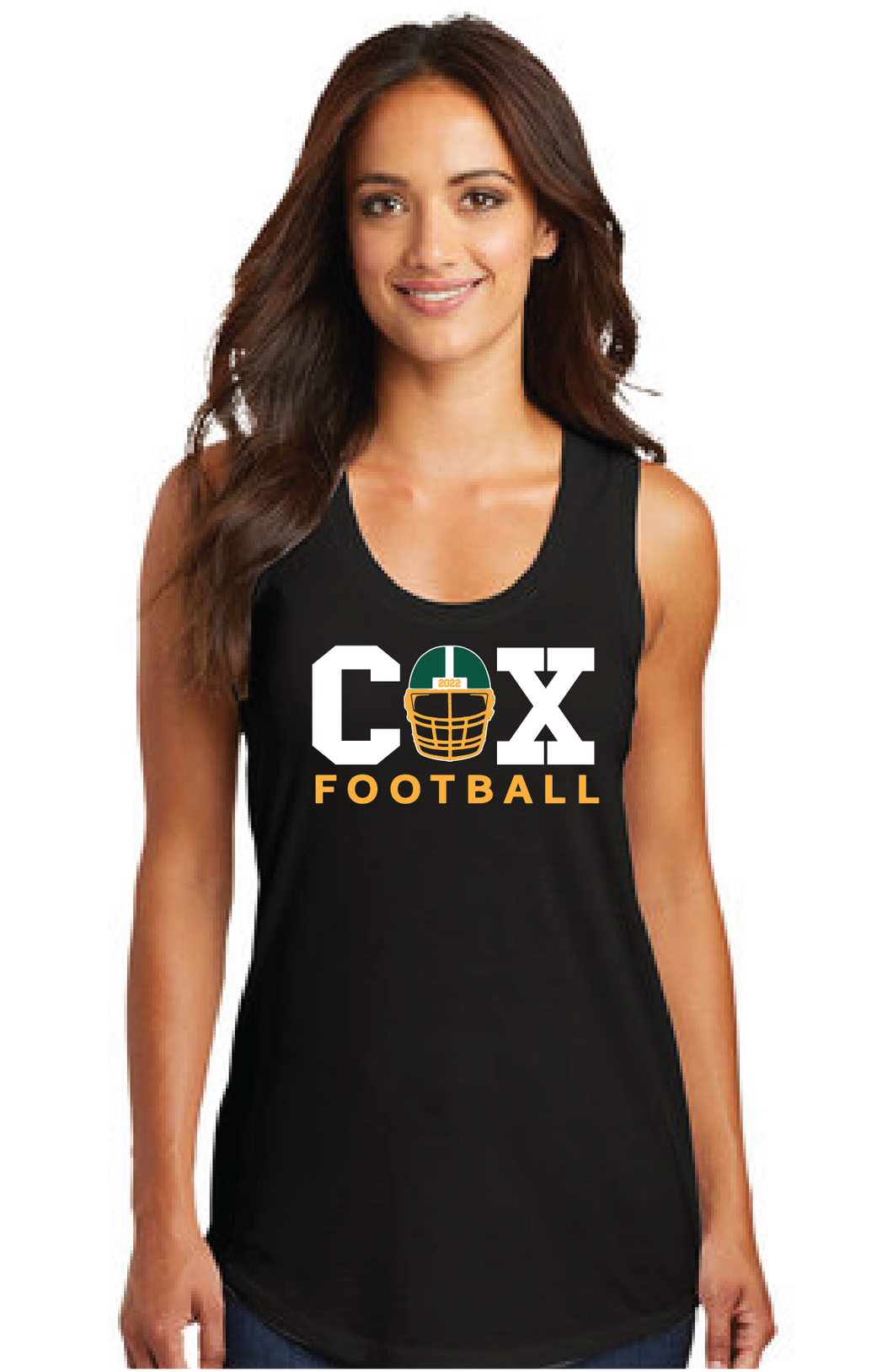 Women’s Perfect Tri Racerback Tank / Black / Cox High School Football