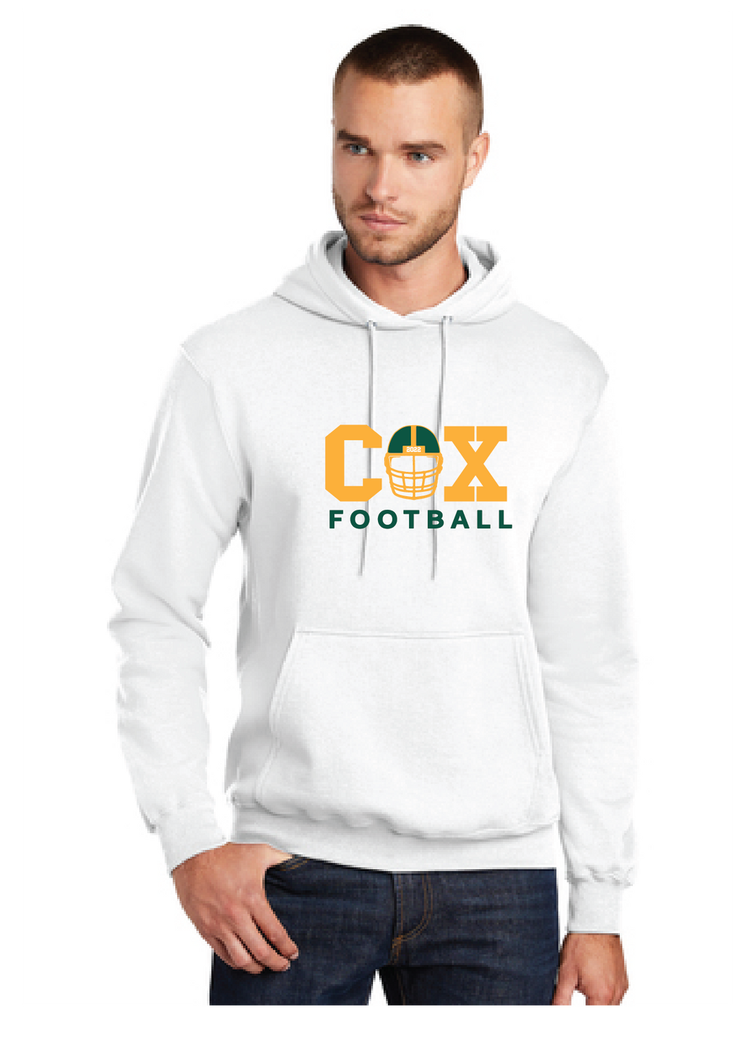 Core Fleece Pullover Hooded Sweatshirt / White / Cox High School Football