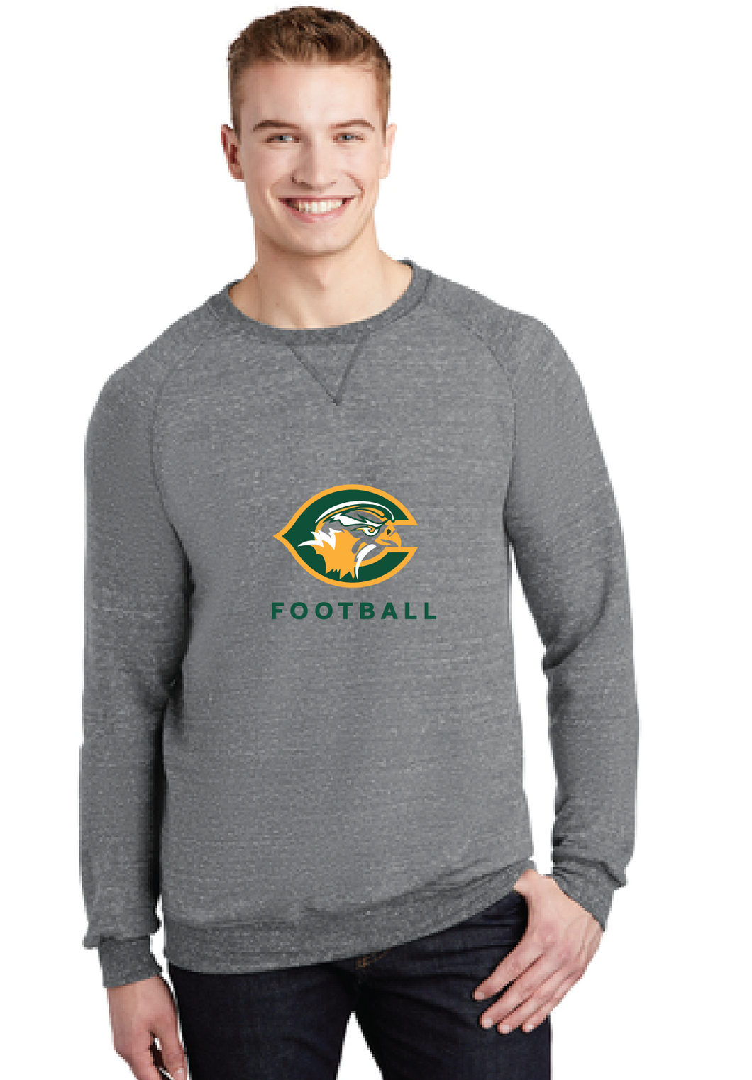 Snow Heather French Terry Raglan Crew / Charcoal / Cox High School Football