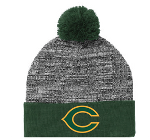 Heather Pom Pom Beanie / Forest Green/ Grey Heather / Cox High School Soccer