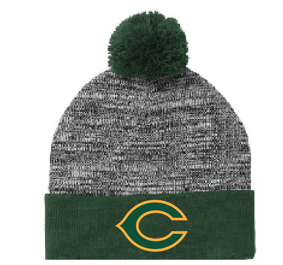 Heather Pom Pom Beanie / Forest Green/ Grey Heather / Cox High School Soccer