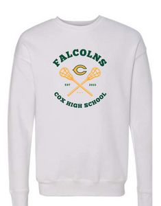 Sponge Fleece Drop Shoulder Crewneck Sweatshirt / White / Cox High School Lacrosse