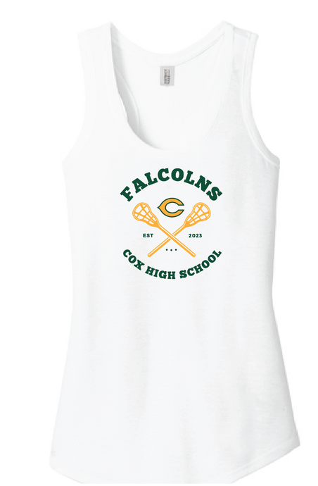 Women’s Perfect Tri Racerback Tank / White / Cox High School Lacrosse