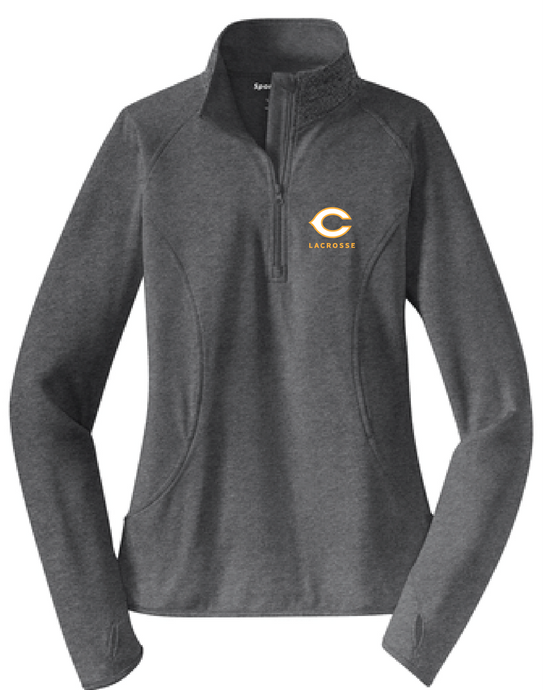 Ladies Stretch 1/2-Zip Pullover / Charcoal Grey Heather / Cox High School Lacrosse