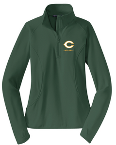 Ladies Stretch 1/2-Zip Pullover / Forest Green / Cox High School Lacrosse
