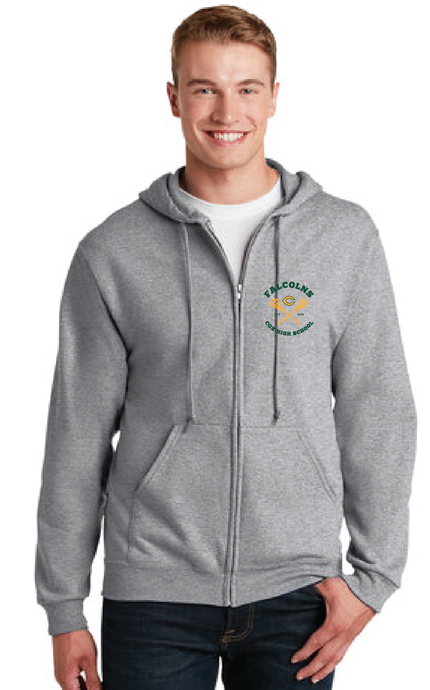 Full-Zip Hooded Sweatshirt / Athletic Heather / Cox High School Lacrosse