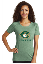 Tri-Blend Wicking Scoop Neck Raglan Tee / Forest Green Heather / Cox High School Swim & Dive Team