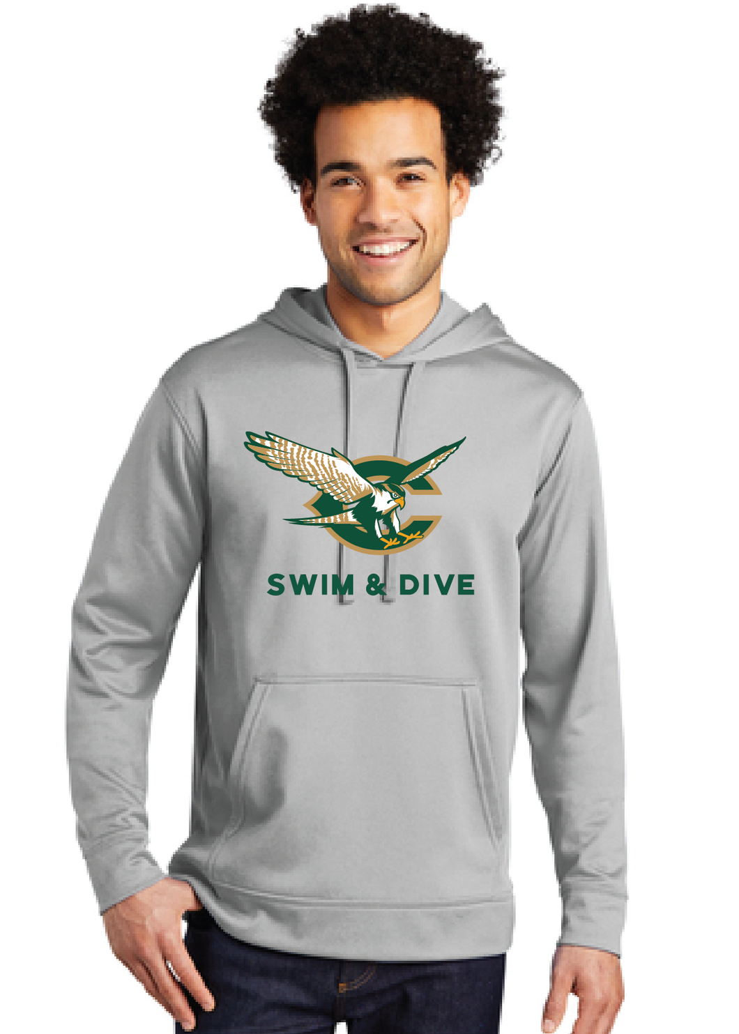 Performance Fleece Pullover Hooded Sweatshirt / Silver / Cox High School Swim & Dive Team