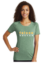 Ladies Tri-Blend Wicking Scoop Neck Raglan Tee / Forest Green Heather / Cox High School Girls Soccer