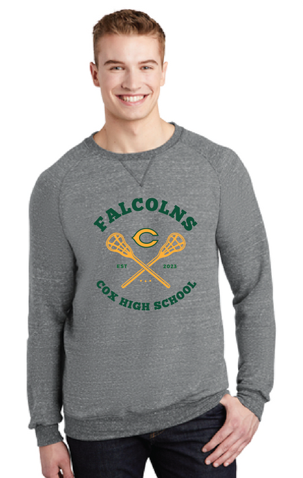 Snow Heather French Terry Raglan Crew / Charcoal / Cox High School Lacrosse