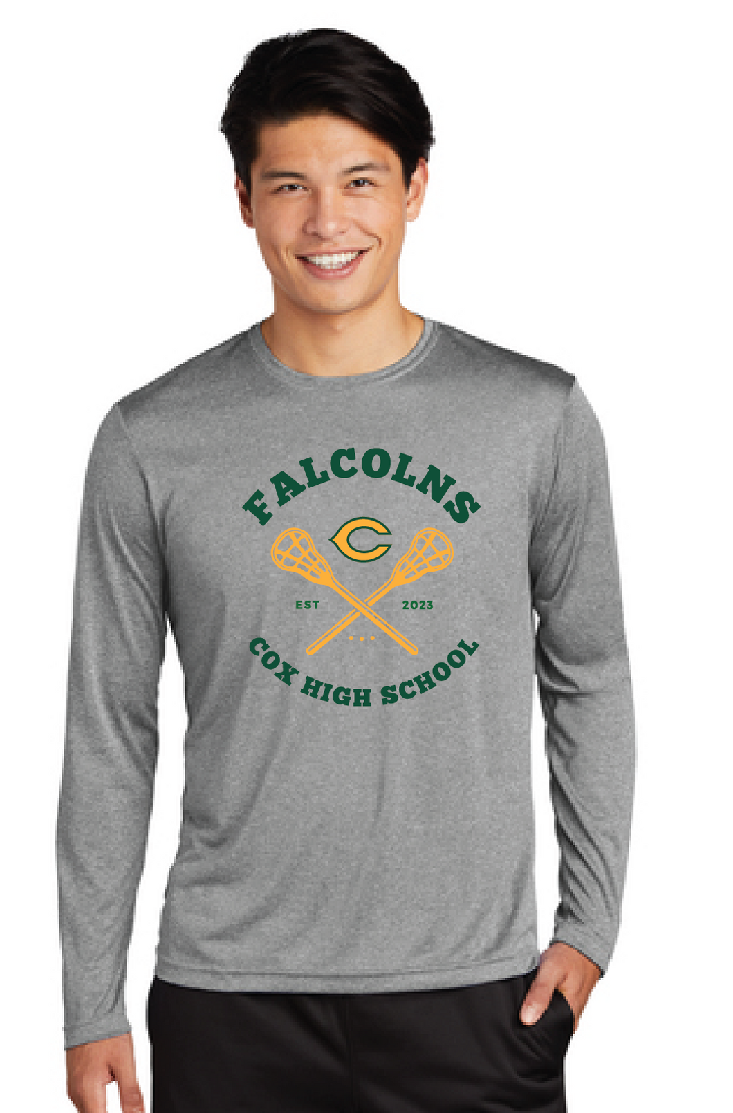 Long Sleeve Heather Contender Tee / Graphite / Cox High School Lacrosse