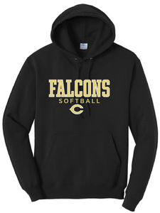 Core Fleece Pullover Hooded Sweatshirt / Black / Cox High School Softball