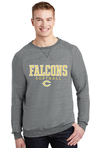 Snow Heather French Terry Raglan Crew / Charcoal / Cox High School Softball