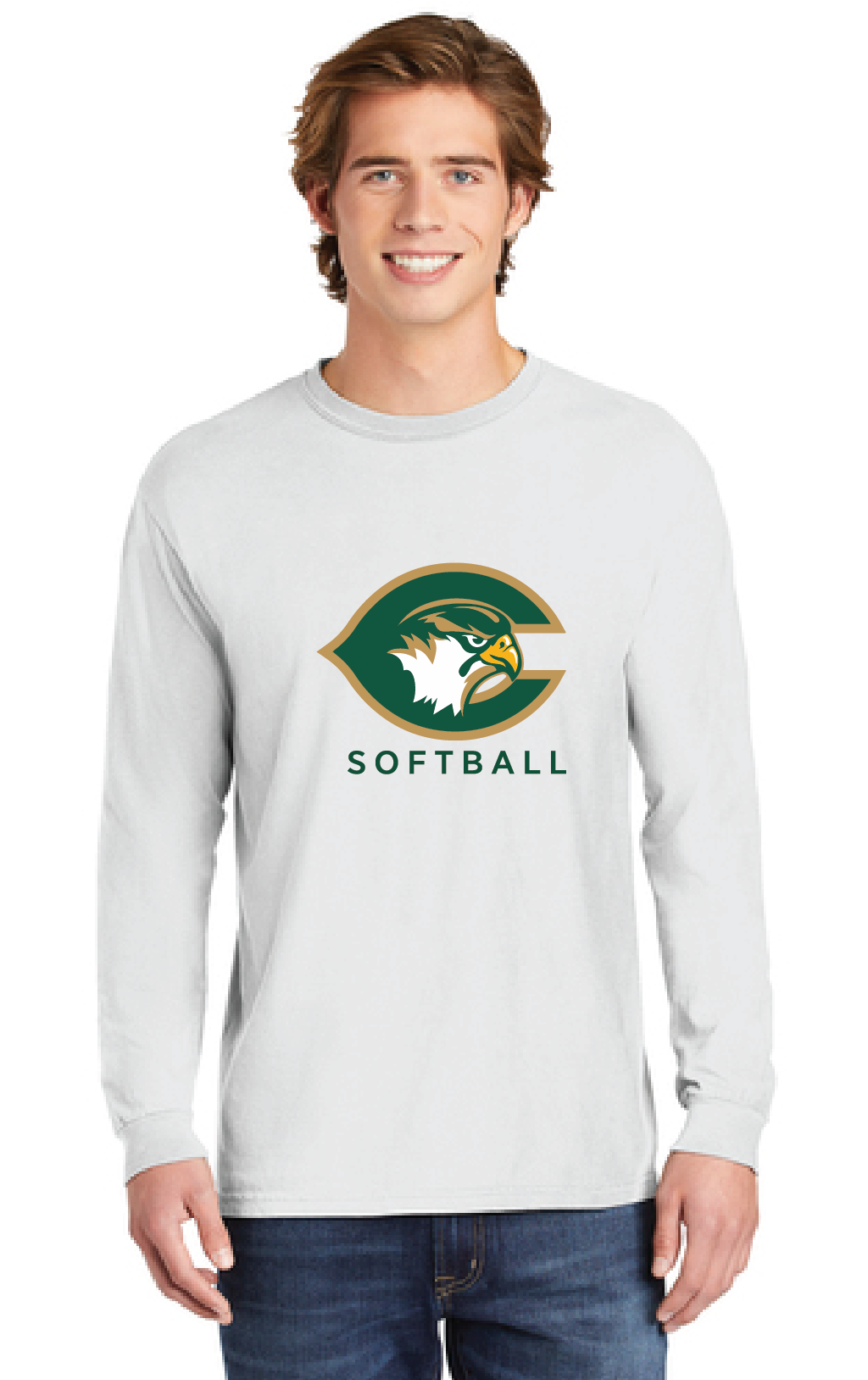 Heavyweight Ring Spun Long Sleeve Tee / White / Cox High School Softball