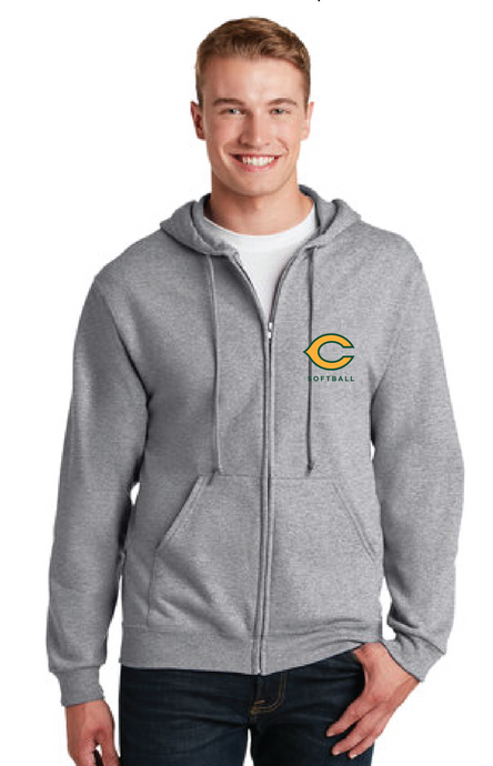 Full-Zip Hooded Sweatshirt / Athletic Heather / Cox High School Softball