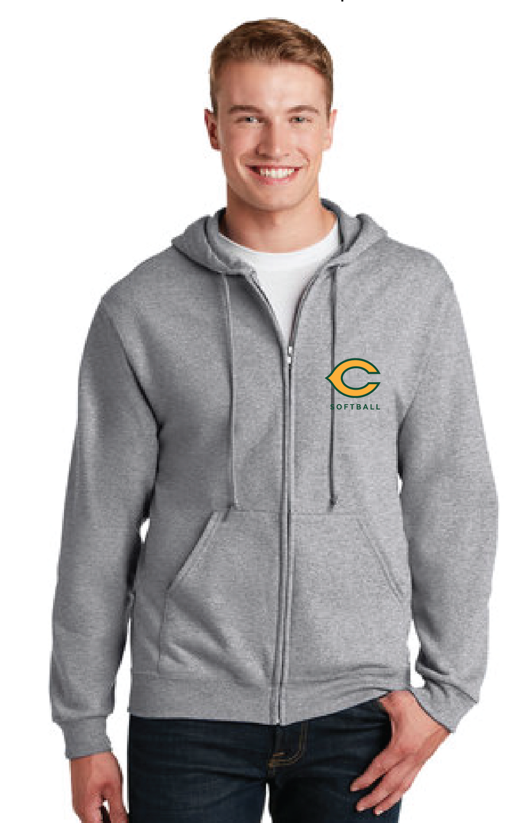 Full-Zip Hooded Sweatshirt / Athletic Heather / Cox High School Softball