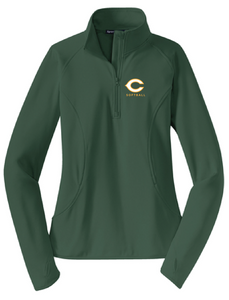 Ladies Stretch 1/2-Zip Pullover / Forest Green / Cox High School Softball