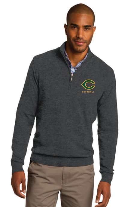 1/2-Zip Sweater / Charcoal Heather / Cox High School Softball