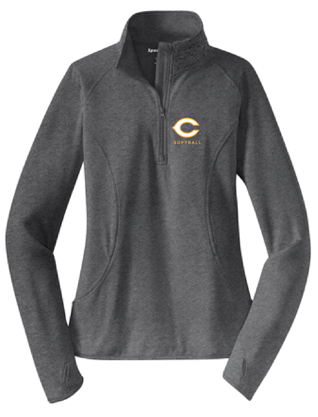 Ladies Stretch 1/2-Zip Pullover / Charcoal Grey Heather / Cox High School Softball