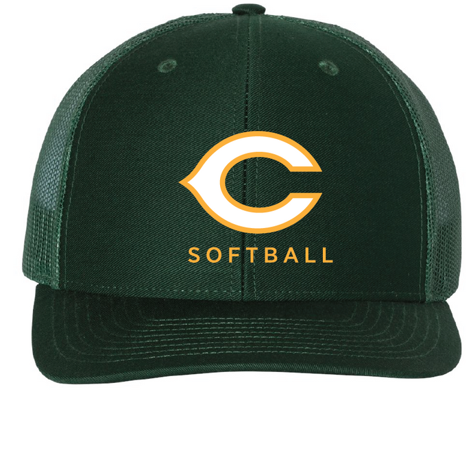 Adjustable Snapback Trucker Cap / Dark Green / Cox High School Softball