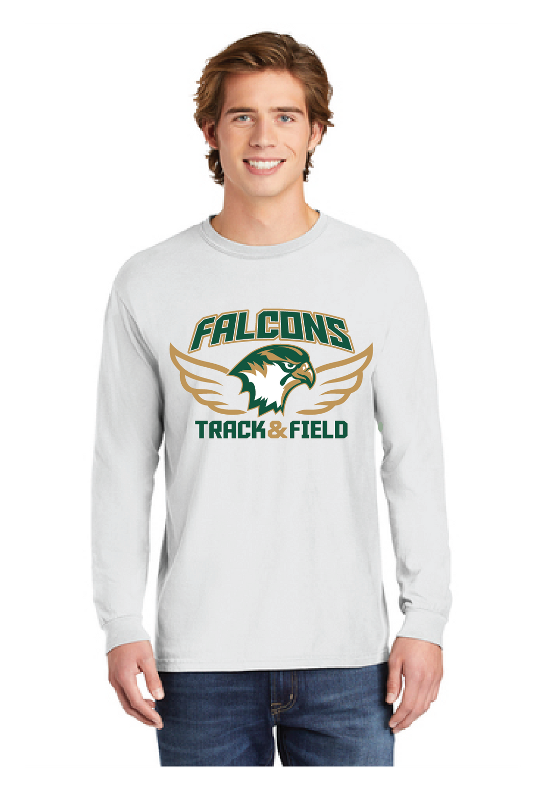 Heavyweight Ring Spun Long Sleeve Tee / White / Cox High School Track and Field