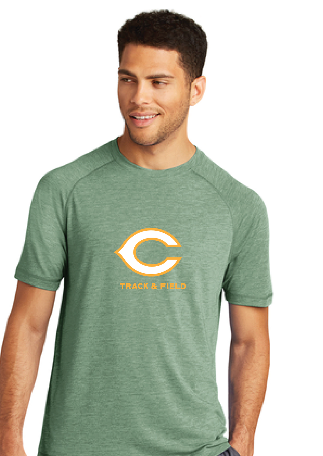 Tri-Blend Wicking Raglan Tee / Forest Green Heather / Cox High School Track and Field