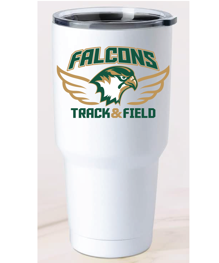 30oz Stainless Steel Tumbler / White / Cox High School Track and Field