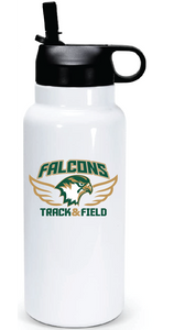 32oz Stainless Steel Water Bottle / White / Cox High School Track and Field