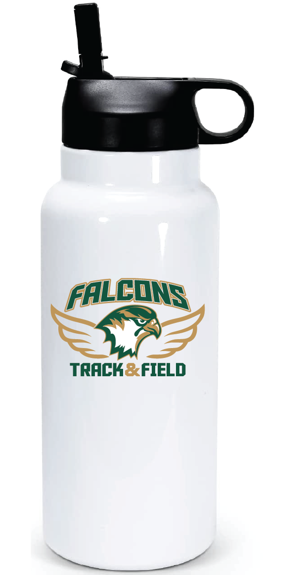 32oz Stainless Steel Water Bottle / White / Cox High School Track and Field