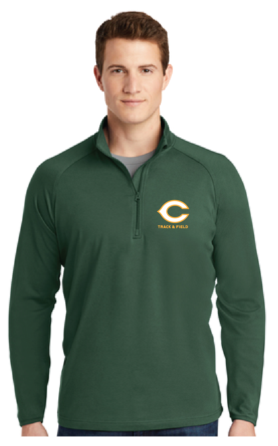 Stretch 1/2-Zip Pullover / Forest Green / Cox High School Track and Field