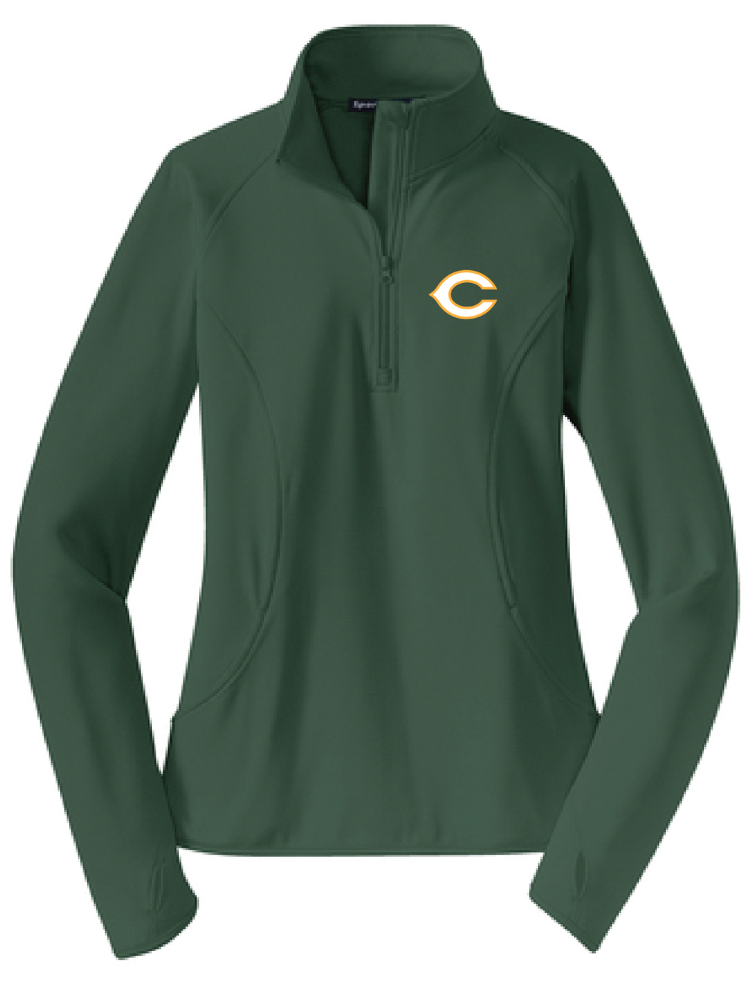 Ladies Stretch 1/2-Zip Pullover / Forest Green / Cox High School Track and Field