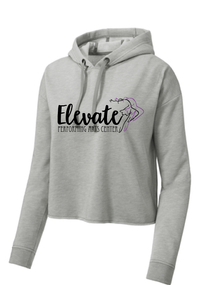 Tri-Blend Wicking Fleece Crop Hooded Pullover / Heather Gray / Elevate