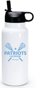 32 oz Double Wall Stainless Steel Water Bottle  / White / First Colonial High School Lacrosse