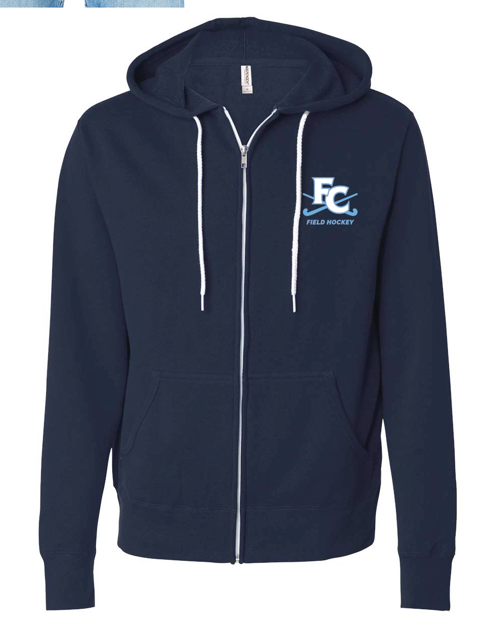 Bella Sponge Fleece Full Zip Hoodie / Navy / First Colonial Field Hockey