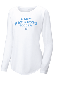 Ladies Long Sleeve Tri-Blend Scoop Neck Raglan Tee / White / First Colonial Soccer