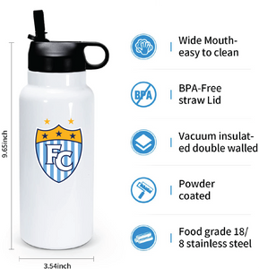 32 oz Double Wall Stainless Steel Water Bottle  / White / First Colonial High School Soccer