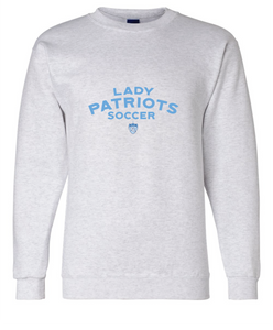 Fleece Crewneck Sweatshirt (Lady Patriots Logo) / Ash / FC Soccer