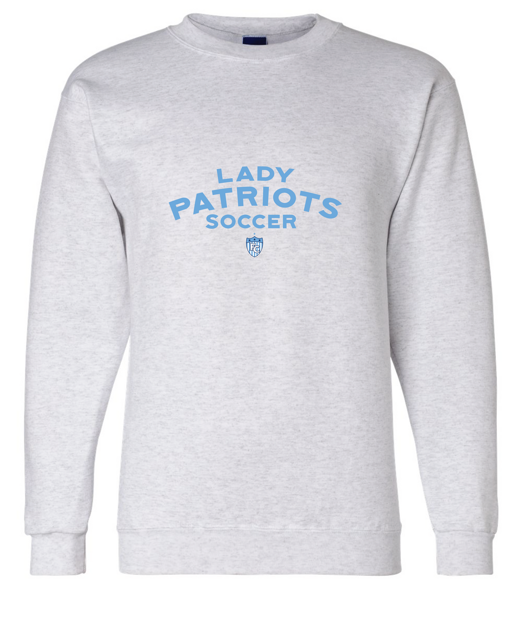 Fleece Crewneck Sweatshirt (Lady Patriots Logo) / Ash / FC Soccer