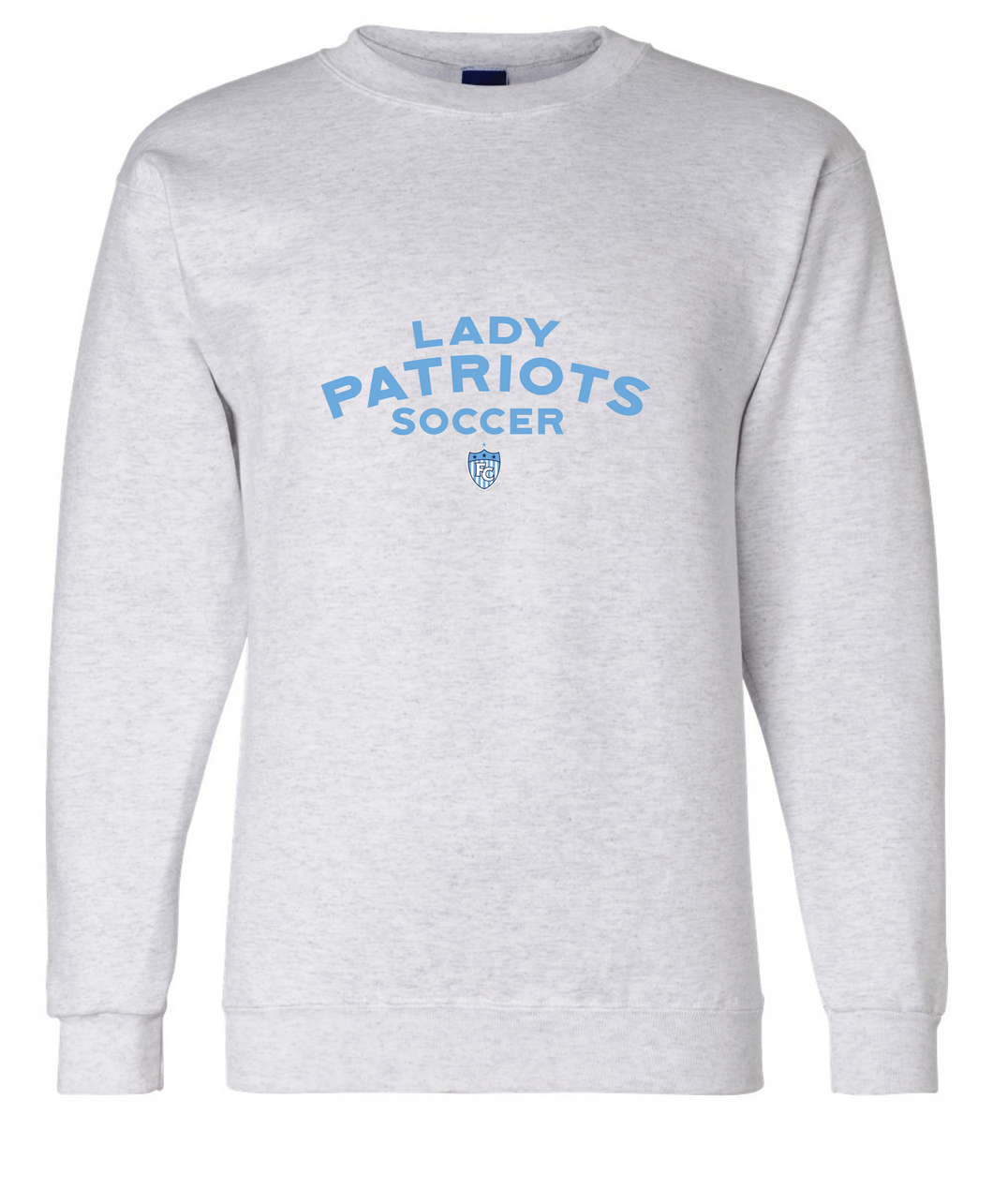 Fidgety Fleece Crewneck Sweatshirt Lady Patriots Logo Ash FC Soccer X Large adult