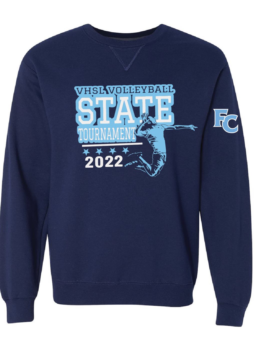 State Tourney Fleece Crewneck Sweatshirt / Navy / First Colonial High School Volleyball