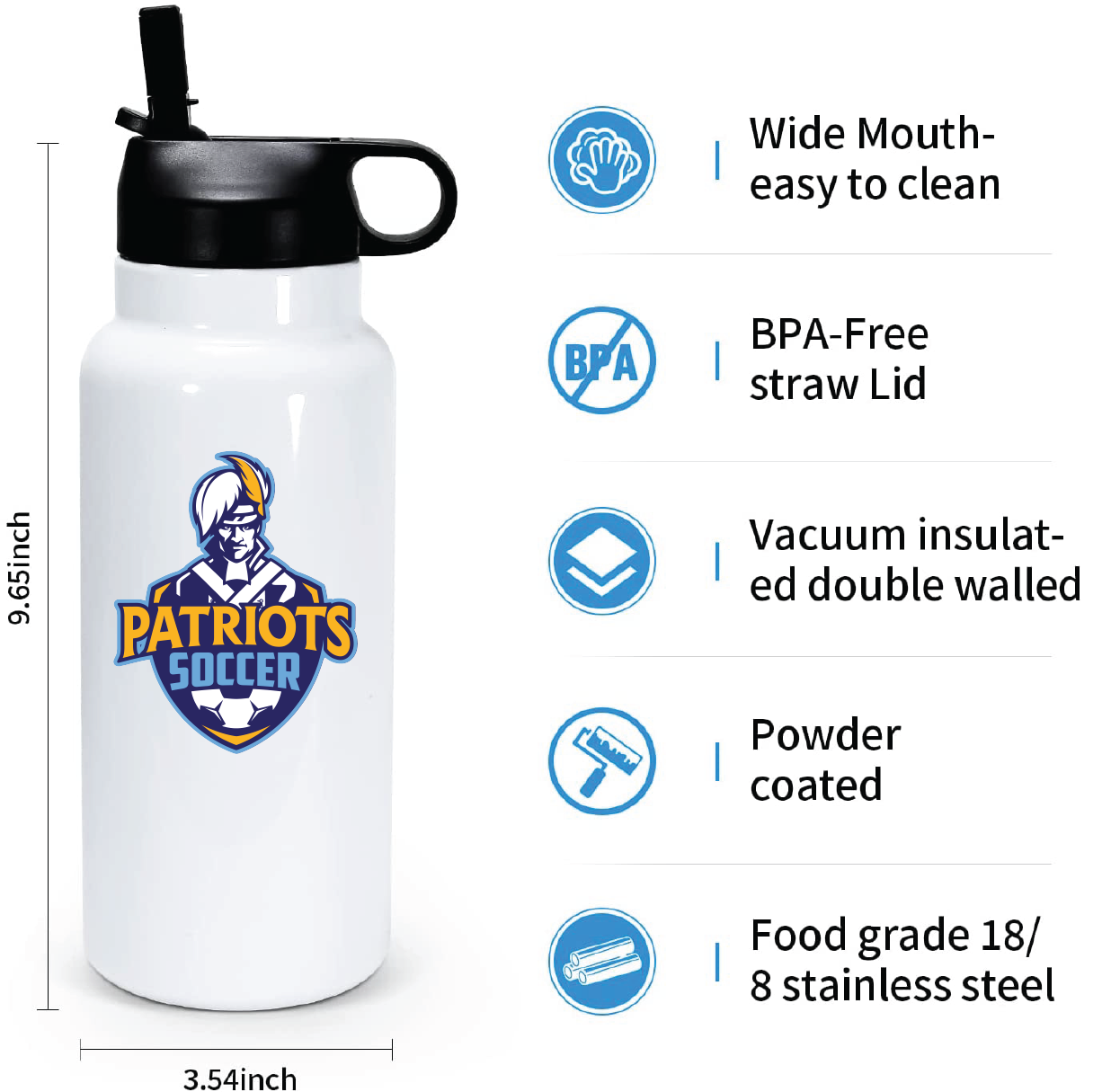 18 oz. Double-Wall Stainless Steel Water Bottle