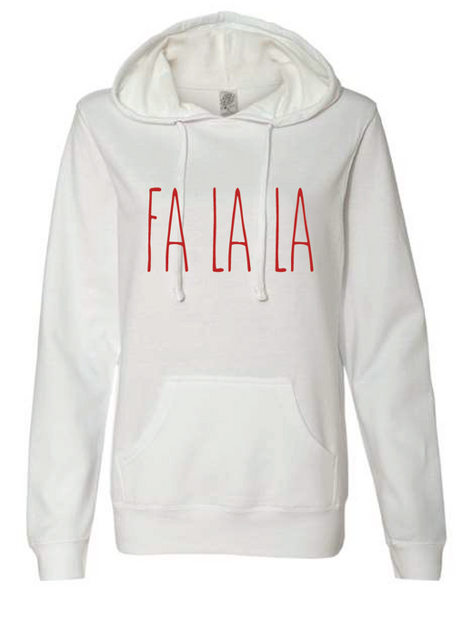 Fa La La Juniors’ Heavenly Fleece Lightweight Hooded Sweatshirt / White / Fidgety Holiday